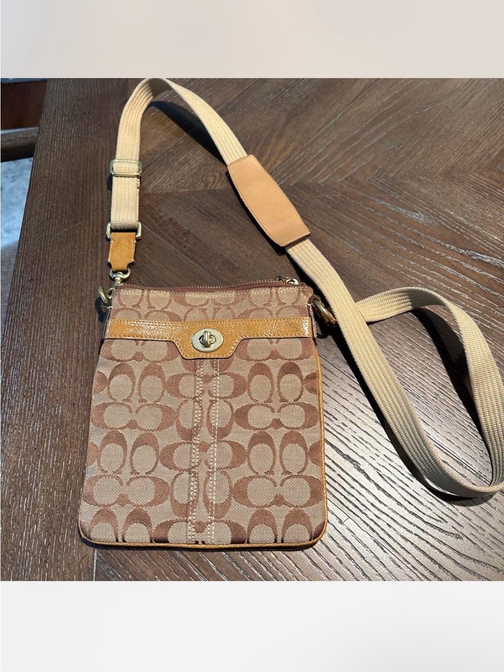 Coach Tan Signature Canvas Crossbody Bag